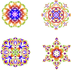 Poster - Indian colorful; mandala ornamentation design. Asian traditional mehandi style decor.