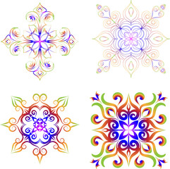 Poster - Indian colorful; mandala ornamentation design. Asian traditional mehandi style decor.