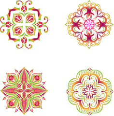 Poster - Indian colorful; mandala ornamentation design. Asian traditional mehandi style decor.