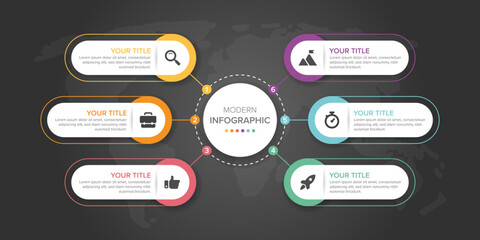 Poster - Creative concept for infographic element vector 6 options, steps, list, process. Abstract elements of graph, diagram with steps, options, parts or processes, timeline infographics, workflow or chart.