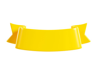 Poster - Yellow ribbon banner 3d render - illustration of glossy text box for title sign or advertising message.