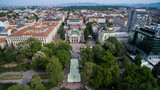Fototapeta Do pokoju - Drone photo of city center Sofia, Bulgaria, with the building of the National Theater Ivan Vazov in the middle