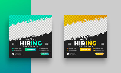 Wall Mural - We are hiring job vacancy social media post or square web banner template design