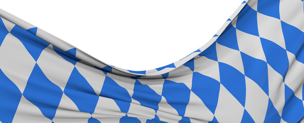 Wall Mural - Oktoberfest background frame with bavarian white and blue fabric isolated on white.