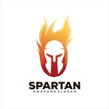 Spartan Helmet Fire Gradient Style Vector
