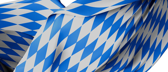 Wall Mural - Flag of Bavaria, Germany. 3D rendering illustration of waving sign symbol.