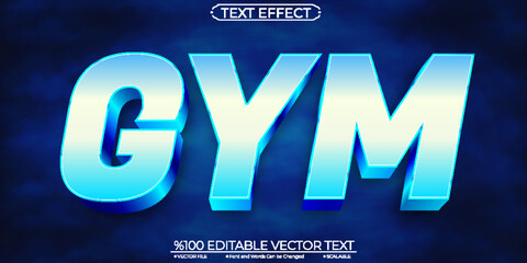 Blue Power Shiny Gym Editable and Scalable Template Vector Text Effect