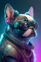 Wall Mural - steampunk bulldog with glasses