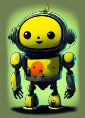 Wall Mural - little funny kind robot.freehand drawing