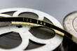 Antique Cinematic Film reels on Black Background