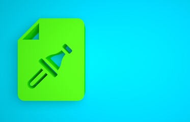 Poster - Green Note paper with pinned pushbutton icon isolated on blue background. Memo paper sign. Minimalism concept. 3D render illustration