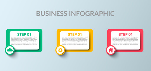 Canvas Print - Business Infographic. Modern infographic template. Abstract diagram with 3 steps, options, parts, or processes. Vector business template for presentation. Creative concept for infographic