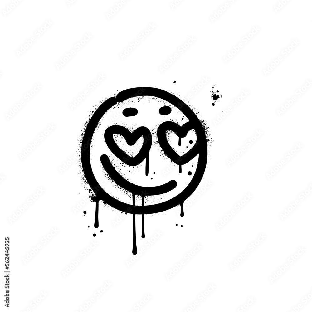 Girlish Urban Graffiti emoticon. Cute smiling face painted by spray