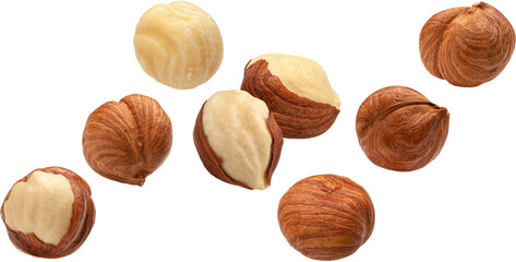 Wall Mural - falling hazelnuts isolated