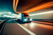 Semi Truck at Speed in Tunnel - Generative Ai