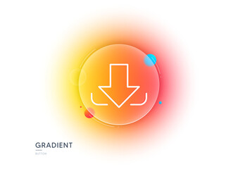 Aufkleber - Download Arrow line icon. Gradient blur button with glassmorphism. Down arrowhead symbol. Direction or pointer sign. Transparent glass design. Download line icon. Vector