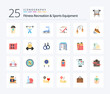 © Muhammad - Fitness Recreation And Sports Equipment 25 Flat Color icon pack including skate board. ride. fitness. fast. track
