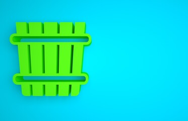 Green Sauna bucket icon isolated on blue background. Minimalism concept. 3D render illustration