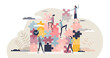 Employee engagement with successful partnership and motivation tiny person concept, transparent background. HR progress for employees enthusiasm and dedication to work and job illustration.