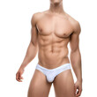 © magann - A young male body in white briefs created with Generative AI technology
