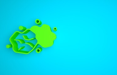 Wall Mural - Green Gold nugget icon isolated on blue background. Mineral boulder. Minimalism concept. 3D render illustration