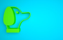Green Dog Icon Isolated On Blue Background. Minimalism Concept. 3D Render Illustration