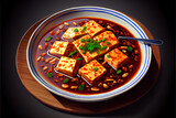 Fototapeta Natura - Chinese Ma Po Tofu Food in the plate on the table for good health