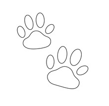 Vector Isolated Simple Minimal Two Animal Paw Prints Dog Cat Bear Colorless Black And White Contour Line Easy Drawing