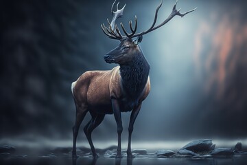 Wall Mural - Elk Stock Photo, Wildlife Photography, Generative Ai