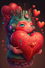 Wall Mural - Valentine Heart Cartoon Character