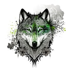 Wall Mural - illustration of a colorful wolf