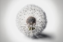  A Dandelion With A White Background And A Black Center Piece In The Middle Of The Dandelion Is A White Background And A Light Gray Background Is In The Middle Of The Picture. Generative Ai