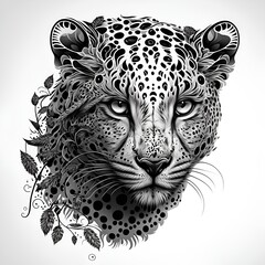 Wall Mural - illustration of a colorful and cute jaguar, generative AI