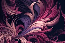  A Painting Of A Purple And Pink Flower With A Black Background And A Black Background With A White Border And A Black Border With A Pink And Purple Flower On The Bottom Right Side Of. Generative Ai