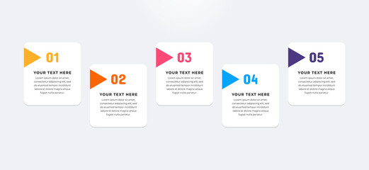 Aufkleber - Colourful infographic steps. Flat design table of contents infographic. Business concept with 5 steps.