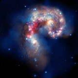 Fototapeta Przestrzenne - Cosmos, Universe, Antennae galaxies, NASA, Spitzer Space Telescope
