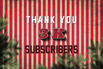 3 K  subscribers celebration greeting banner with Retro 3 Design