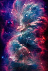 Wall Mural - illustration of a space cosmic background of supernova nebula and stars, glowing mysterious universe