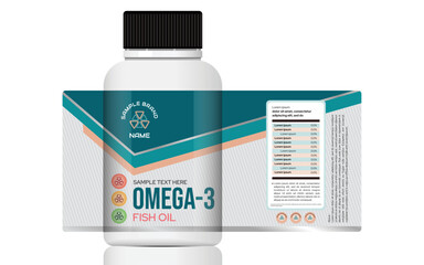 Omega-3 Fish Oil Nutrition Supplement Label Design