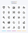 Creative Ecommerce 25 OutLine icon pack  Such As ecommerce. package. tag. ecommerce. truck