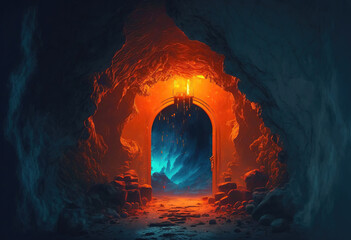 Wall Mural - fantasy scene, end of a dungeon. sketch art for artist creativity and inspiration. generative AI	
