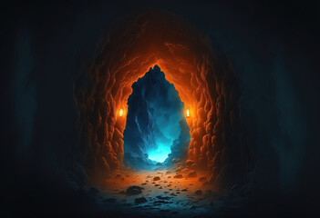 Wall Mural - fantasy scene, end of a dungeon. sketch art for artist creativity and inspiration. generative AI	
