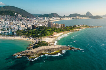 Wall Mural - Aerial View of Arpoador Rock and Ipanema Beach in Rio de Janeiro, Brazil