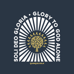 Poster - Christian illustration. Five Solas of the Reformation. Glory to God alone.