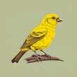 2d illustration of a canary specimen on a branch - AI generative technology