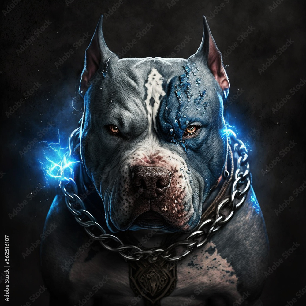portrait of a black dog, portrait of an bulldog, portrait of a dog,dog on a  black background, boxer dog, dog with a chain, art, installation, angry dog,  boxer dog, strong dog Stock, image size:1000x1000