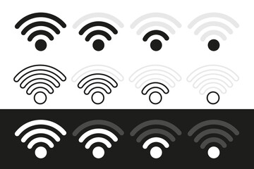 Poster - Wireless Network icon set. Various Wi-Fi signal levels. Vector illustration.
