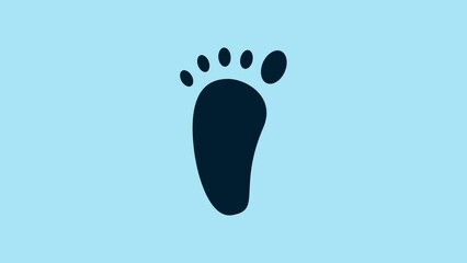 Sticker - Blue Foot massage icon isolated on blue background. 4K Video motion graphic animation