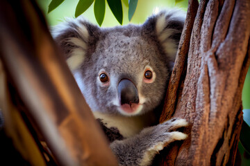 Wall Mural - Portrait von einem Koala im Baum - Generative Ai