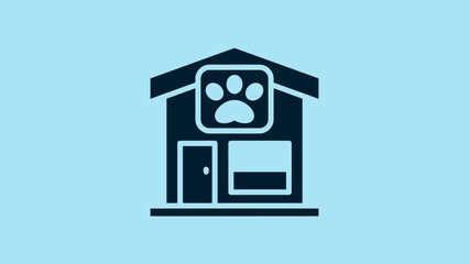 Sticker - Blue Pet grooming icon isolated on blue background. Pet hair salon. Barber shop for dogs and cats. 4K Video motion graphic animation